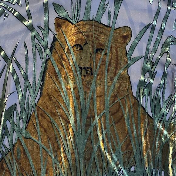 Ceta Italiana NEW Silk Sheer Velvet Tiger King Vacation Safari 70s Style Shirt - Picture 12 of 14
